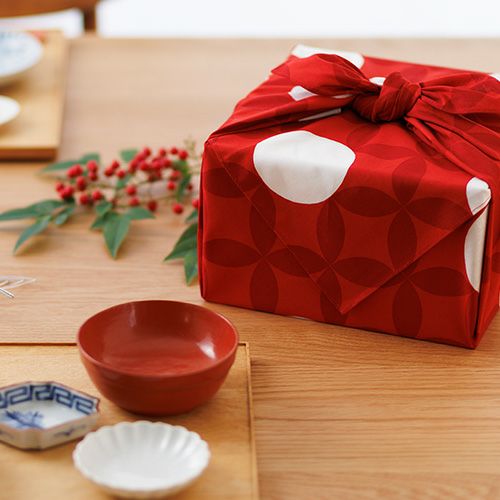 風呂敷 70cm 七宝 アカ（白ドット）【限定数10】